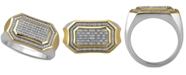 Macy's Men's Diamond Pav&eacute; Cluster Ring (1/5 ct. t.w.) in Sterling Silver & 18k Gold-Plate